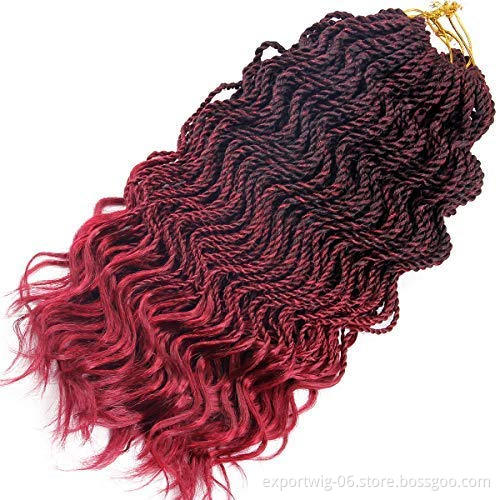 Wholesale Curly Twist Crochet Hair Wavy Senegalese Twist Braiding Hair Solid And Mix Color Synthetic Fiber Hair Extensions